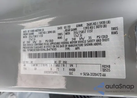 2022 Ford Bronco Big Bend from USA, damaged, VIN 1FMDE5BHXNLB47933